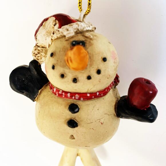 Bert Anderson Collection Snowman Holding Apple Christmas Ornament - Picture 2 of 5